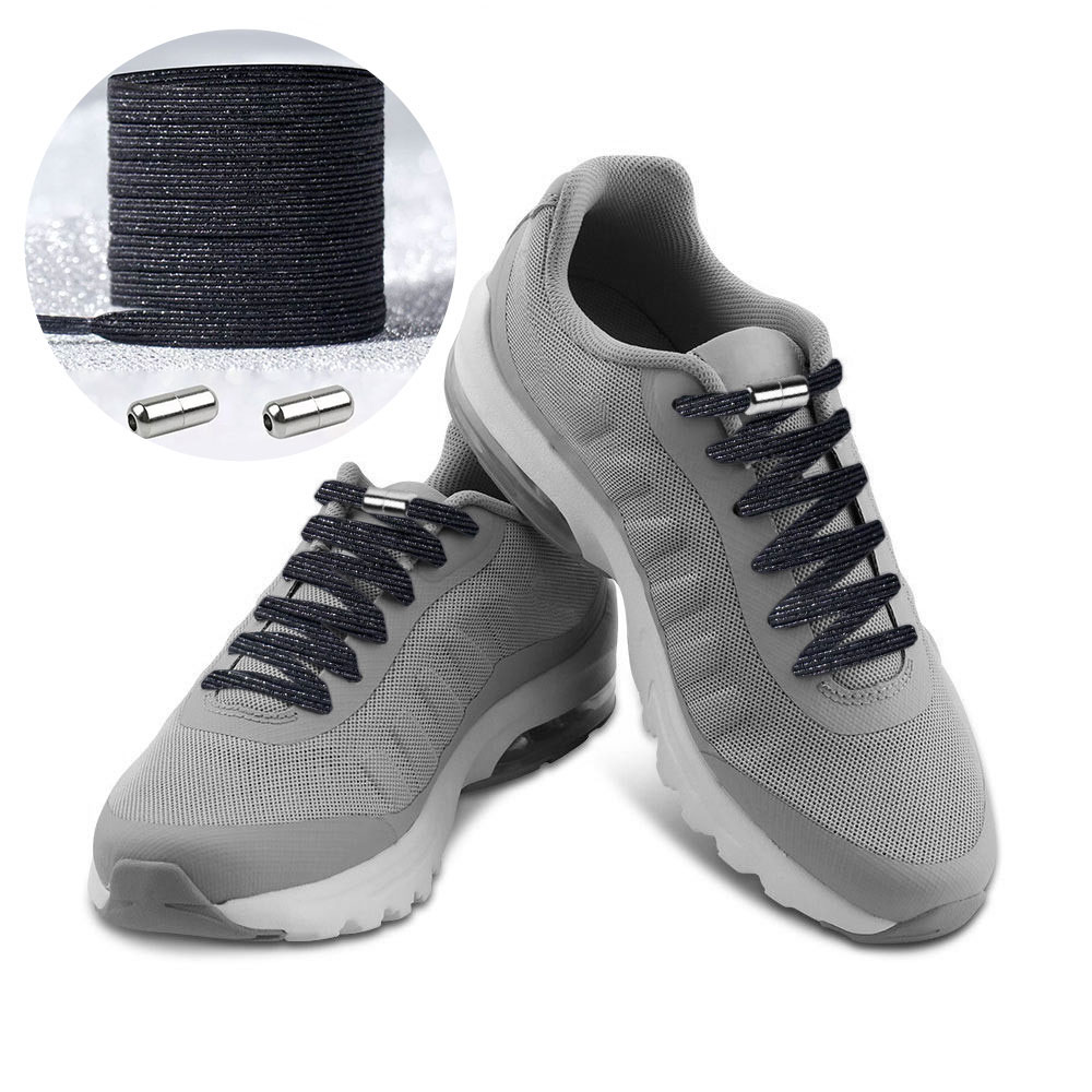 Casual Elastic Lock No-Tie Shoelaces Glitter Black