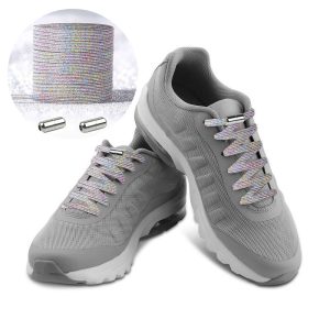 Casual Elastic Lock No-Tie Shoelaces Glitter Multicolour White