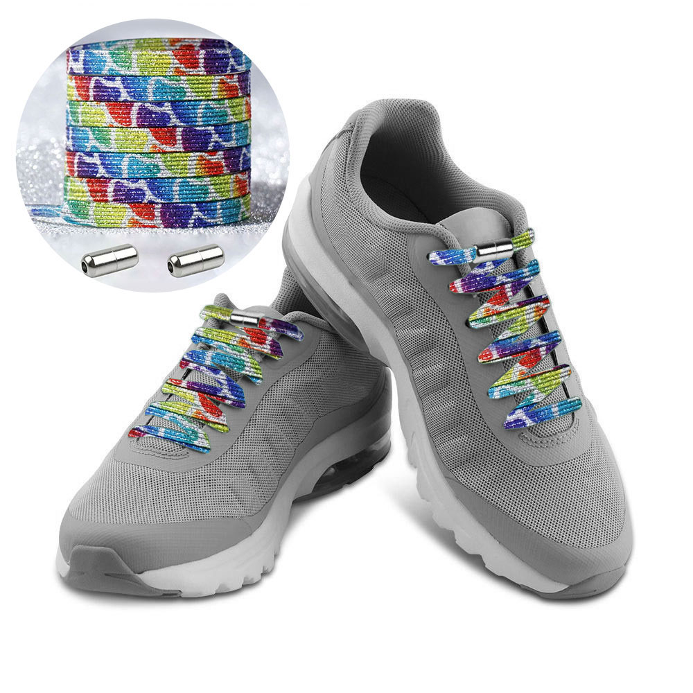 Casual Elastic Lock No-Tie Shoelaces Glitter Rainbow Scales