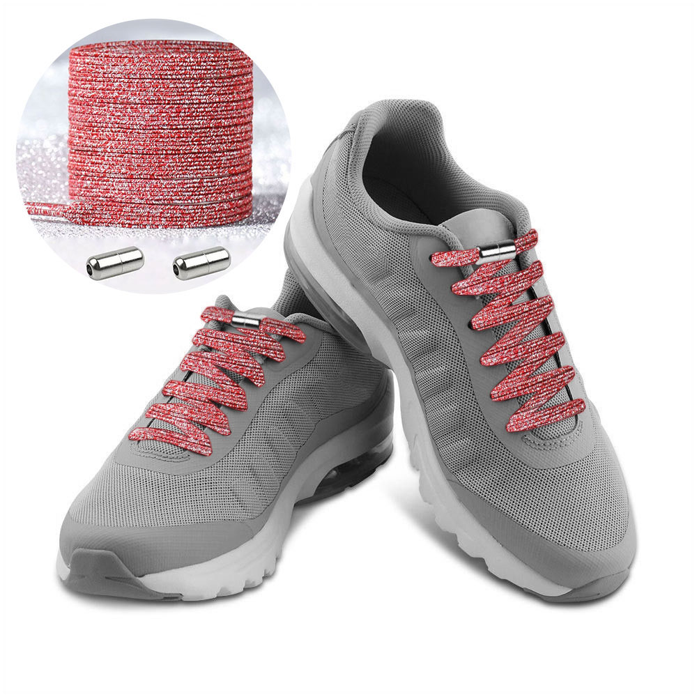 Casual Elastic Lock No-Tie Shoelaces Glitter Red